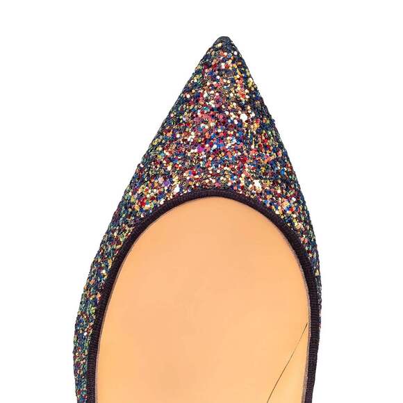 Christian Louboutin Pigalle Follies 100 Glitter Milkyway Blue Red Heel Pump 37 - Picture 5 of 12